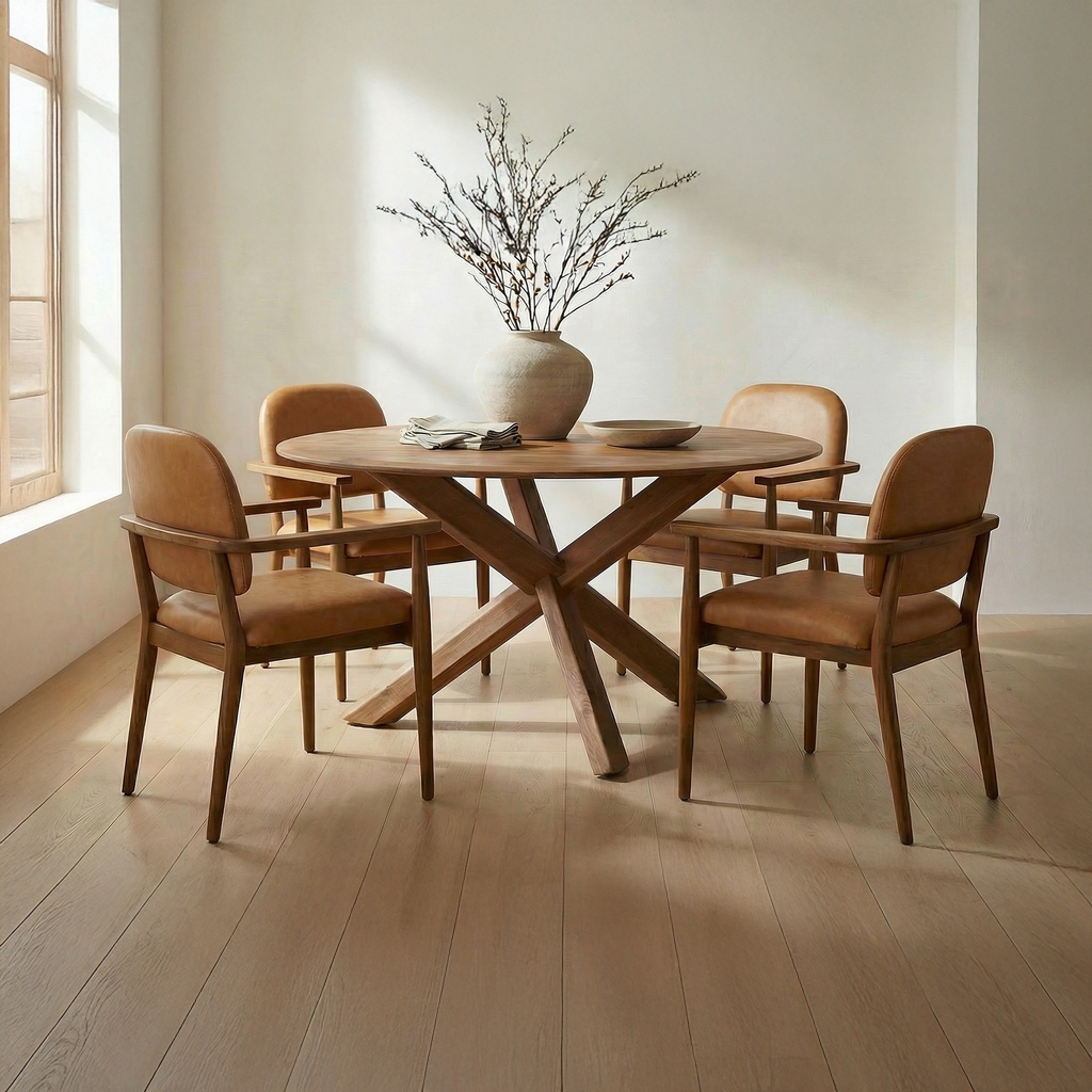 Norrie Dining Chair Brown Leather - 6