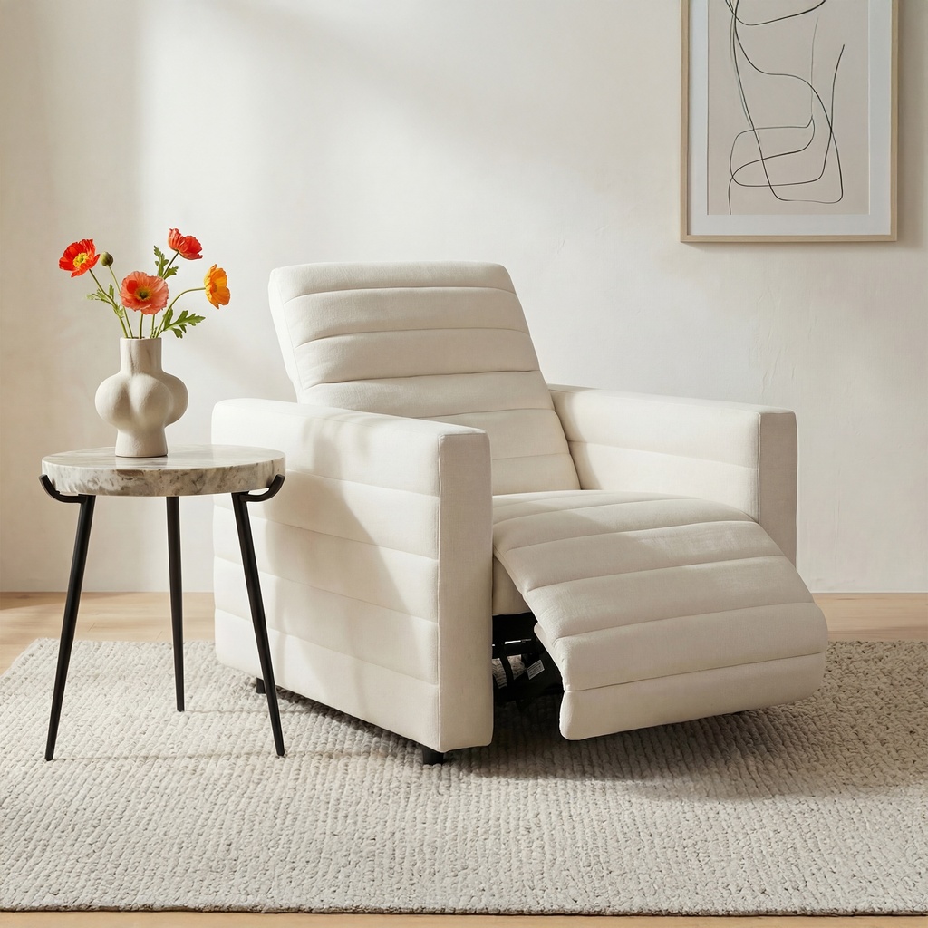 Juno Power Recliner Chair Off White - 7