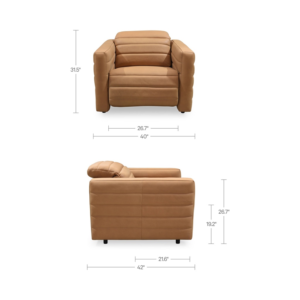 Juno Power Recliner Chair Tan Leather - 8