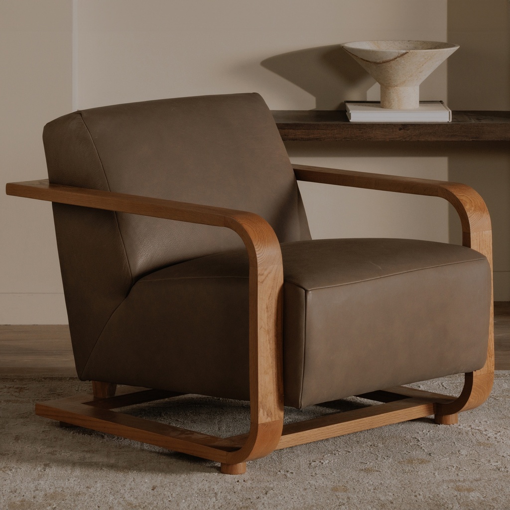 Eckersley Lounge Chair Cool Brown Leather - 6