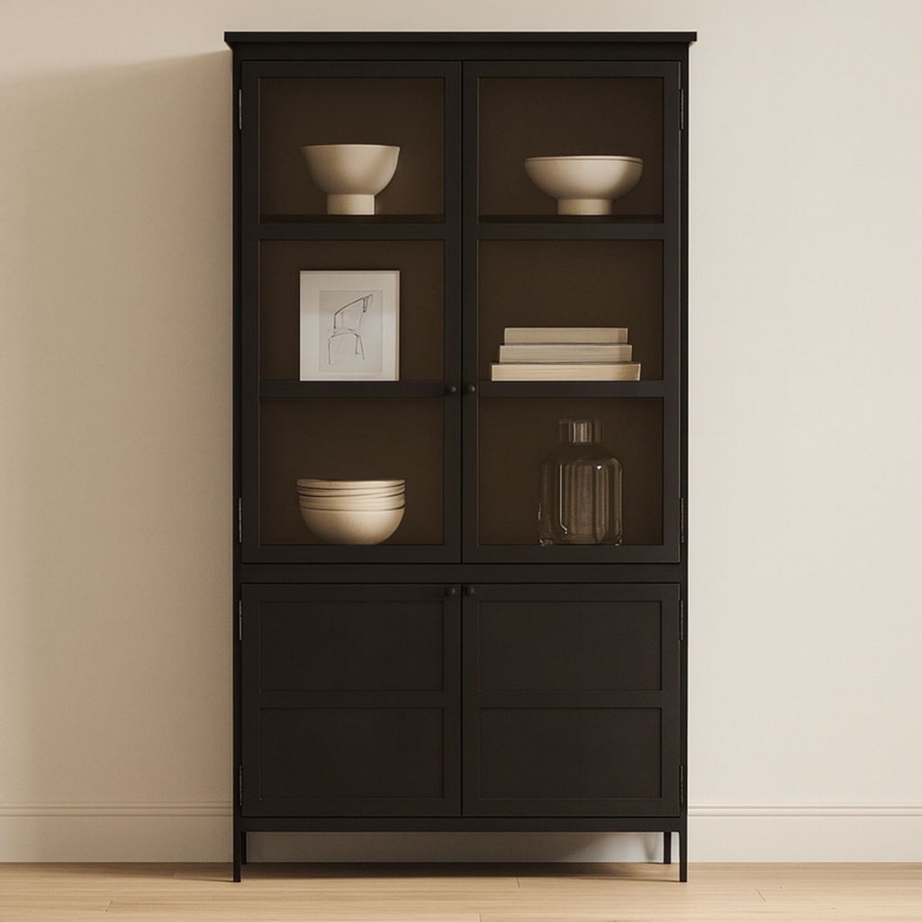 Henry Metal Tall Cabinet Black - 7
