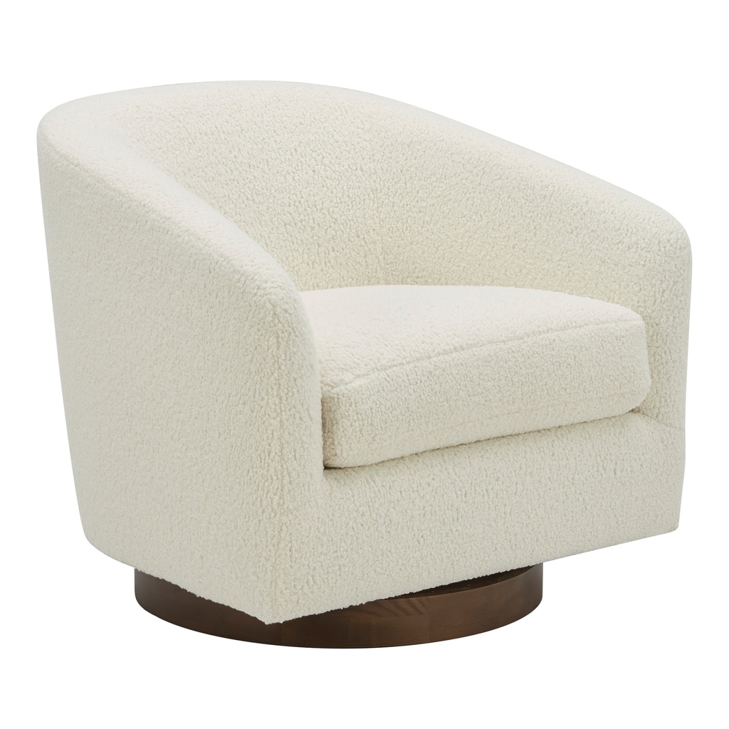 Oscy Swivel Chair Faux Shearling White - 1