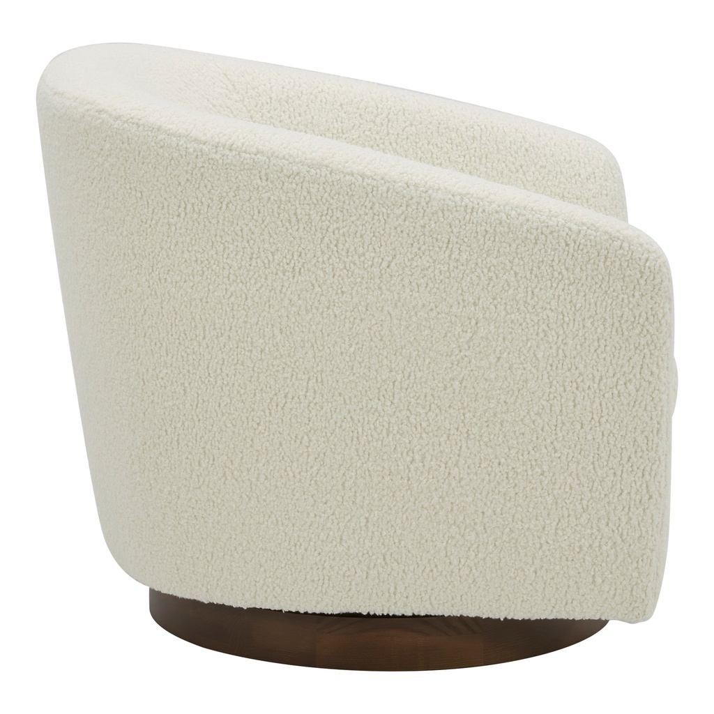 Oscy Swivel Chair Faux Shearling White - 2