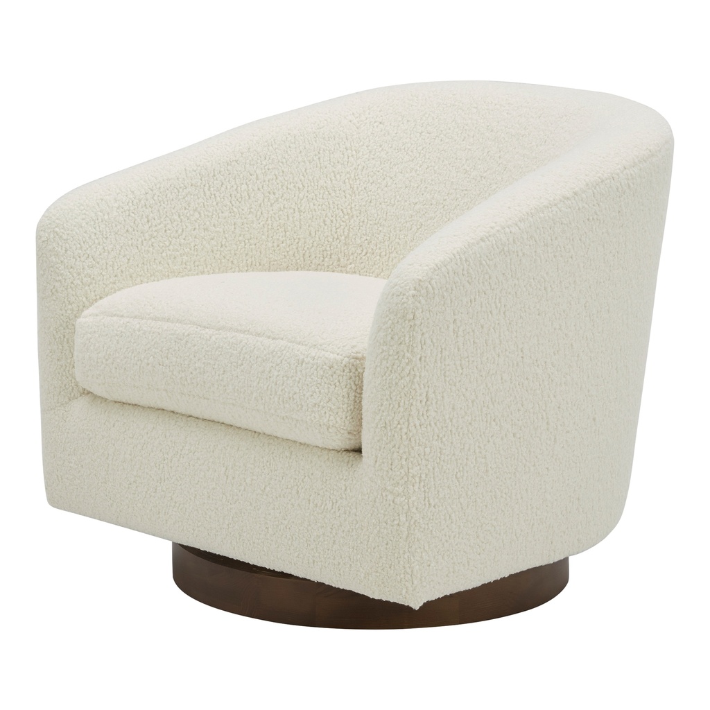 Oscy Swivel Chair Faux Shearling White - 4
