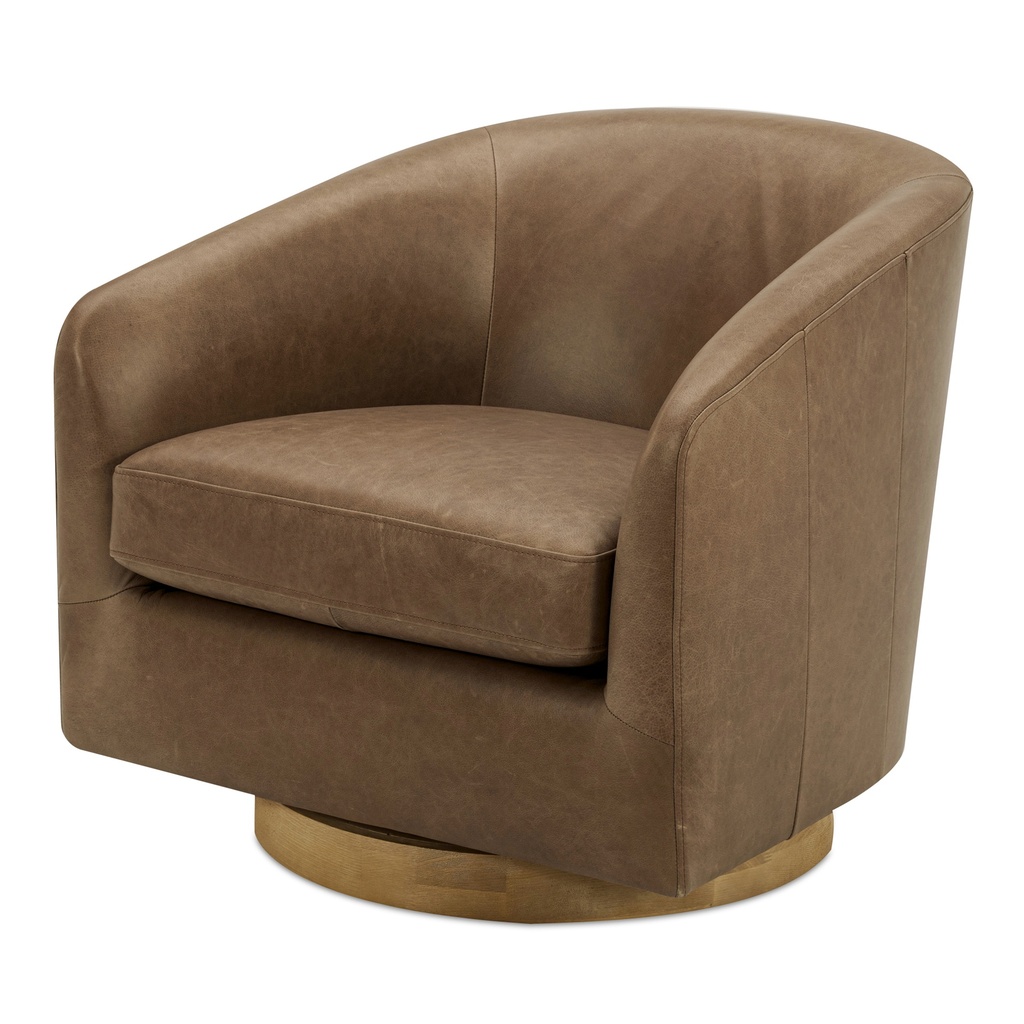 Oscy Leather Swivel Chair Tan - 1