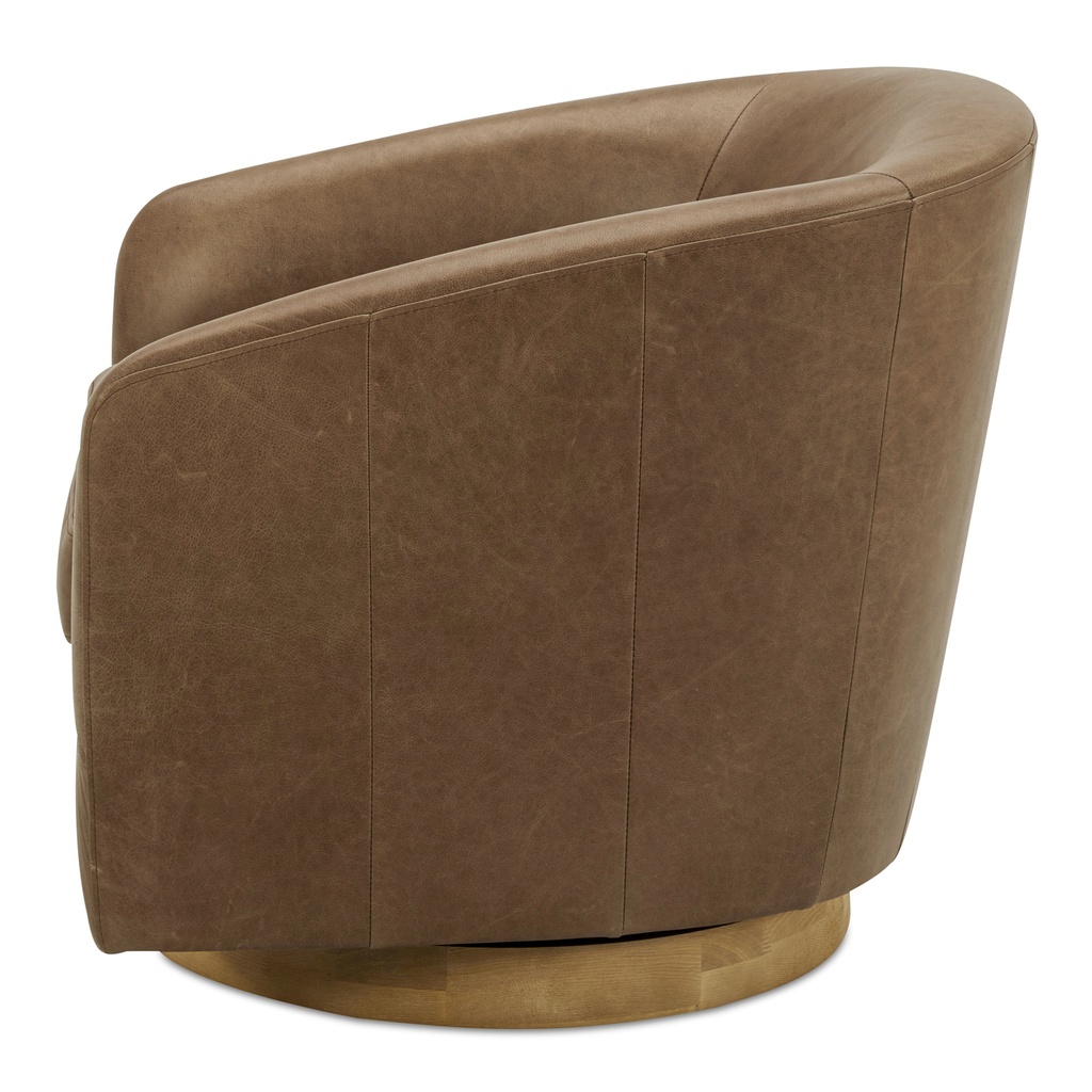 Oscy Leather Swivel Chair Tan - 2