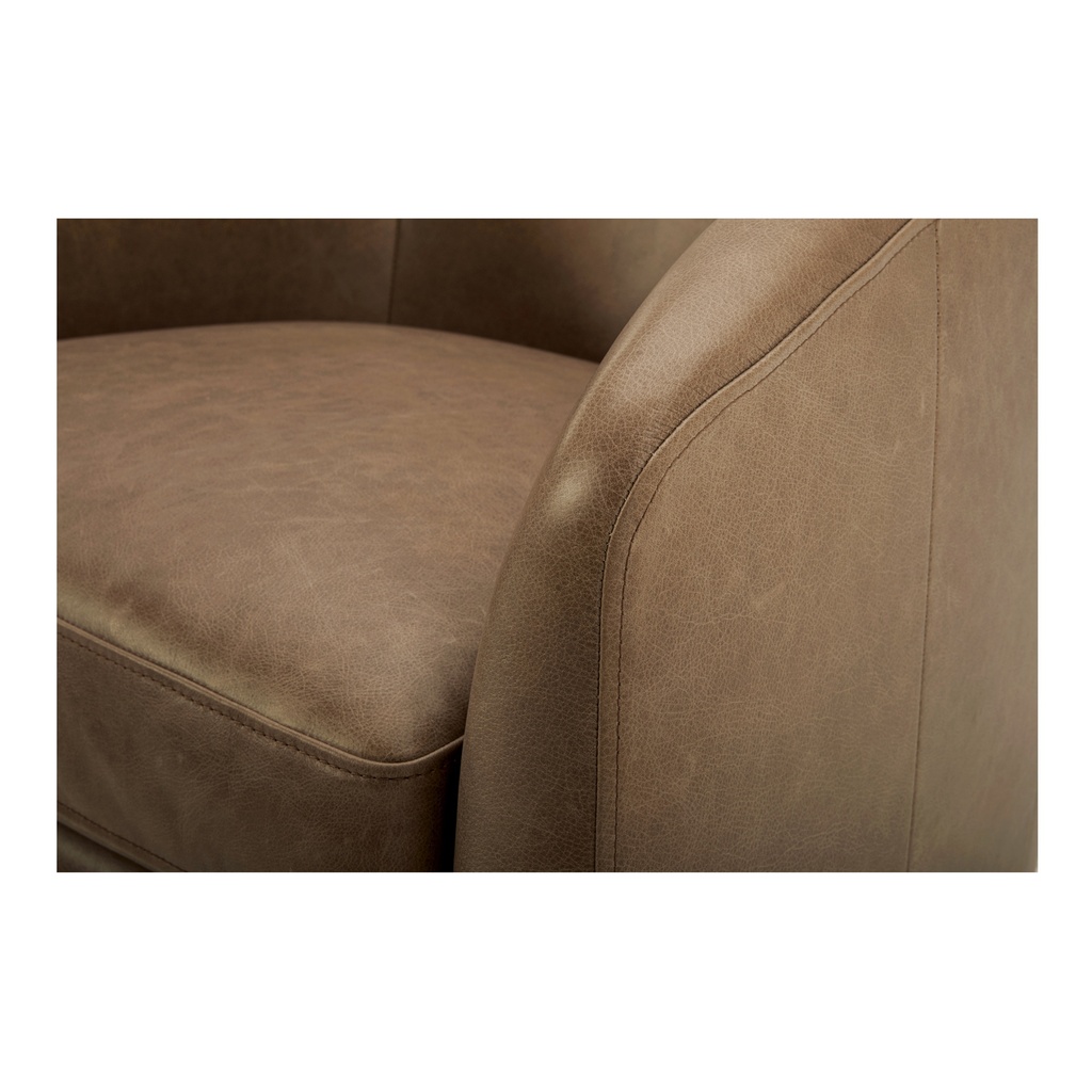 Oscy Leather Swivel Chair Tan - 4