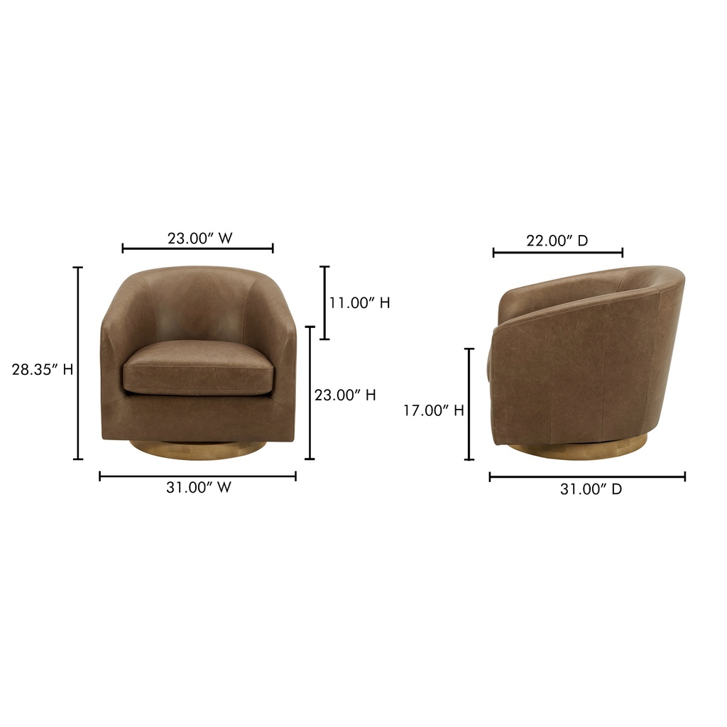 Oscy Leather Swivel Chair Tan - 9