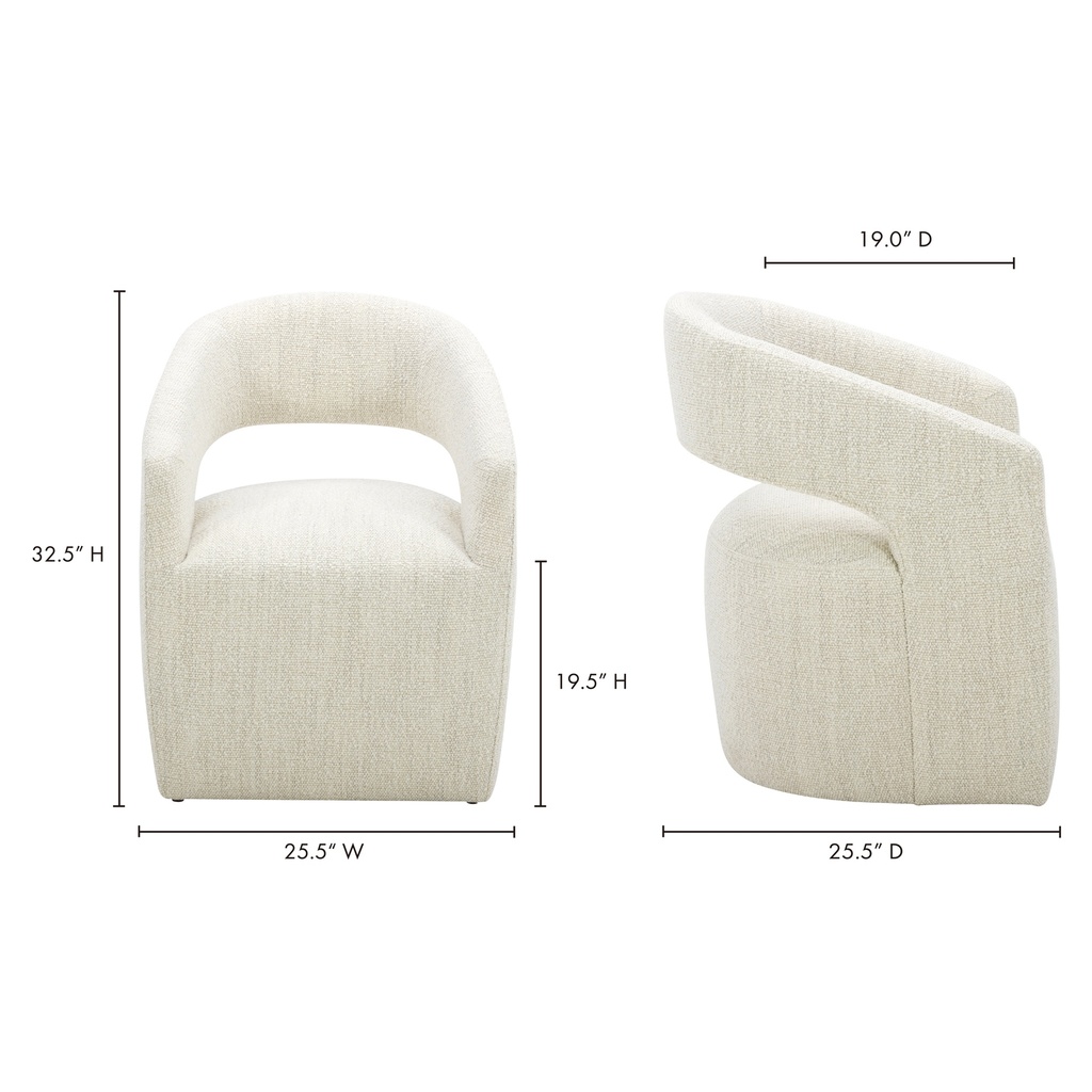 Barrow Rolling Dining Chair White Mist - 12