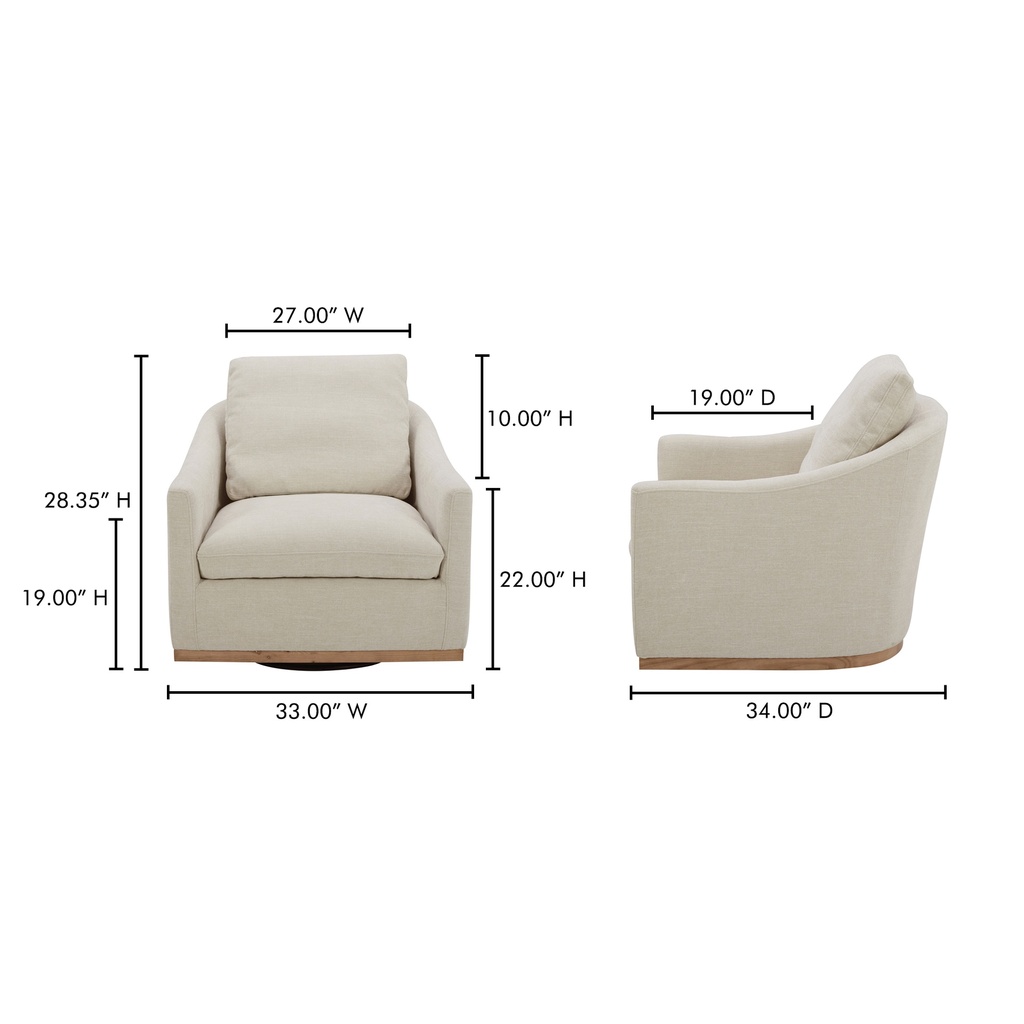 Linden Swivel Chair Soft Beige - 9