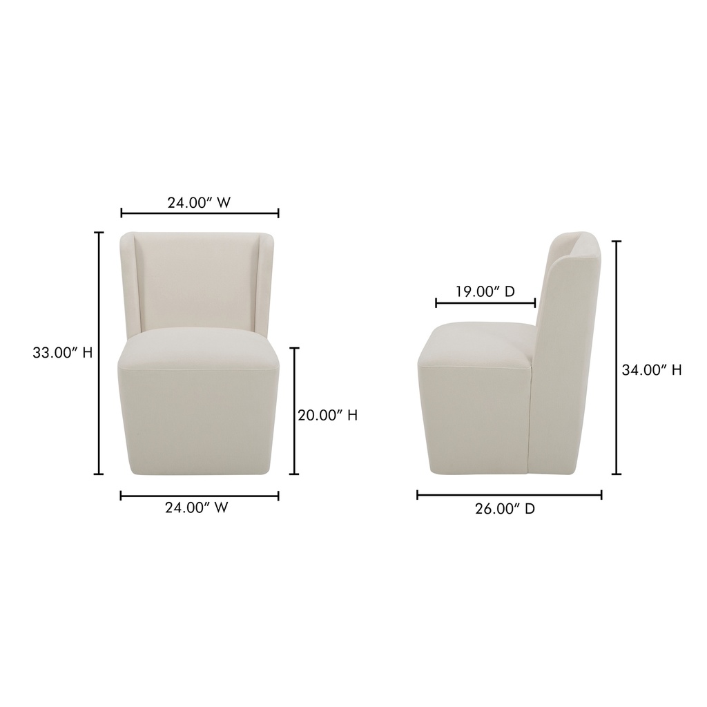 Cormac Rolling Dining Chair Cream - 5