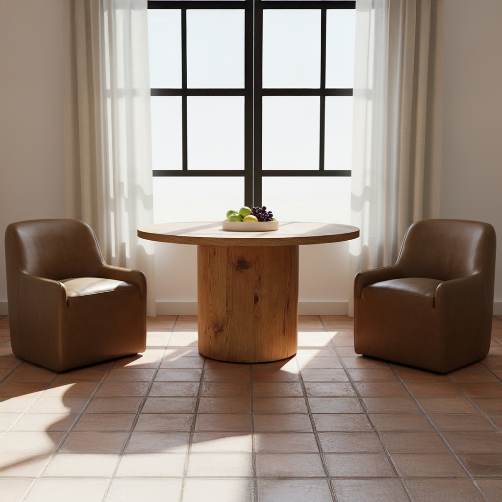 Maisie Rolling Dining Chair Tan Leather - 6