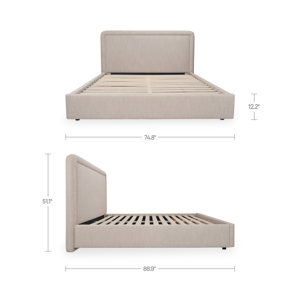 Simon Queen Storage Bed Flecked Beige - 7