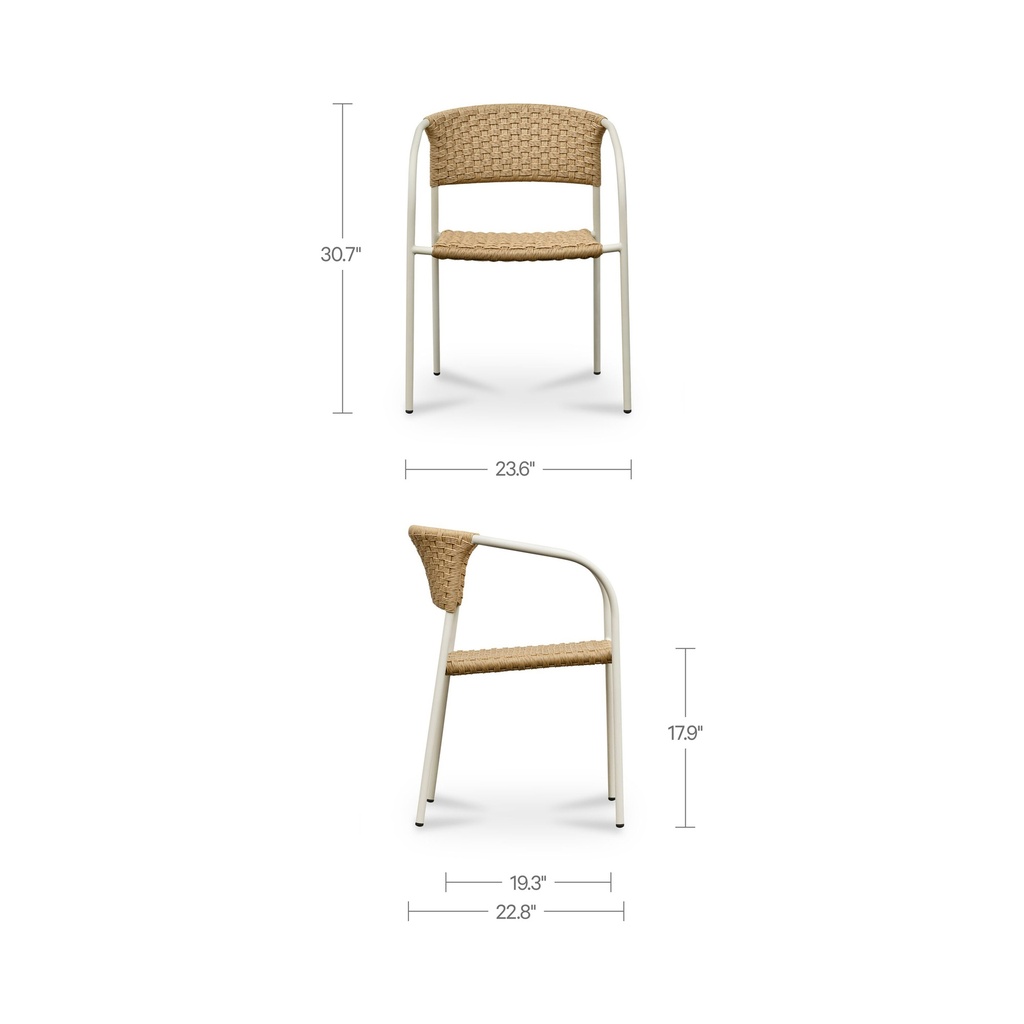 Zola Outdoor Dining Chair Natural-Set Of Two - 9