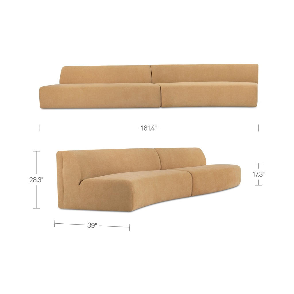 Naomi 2 Piece Wave Modular Sectional Golden Yellow - 11