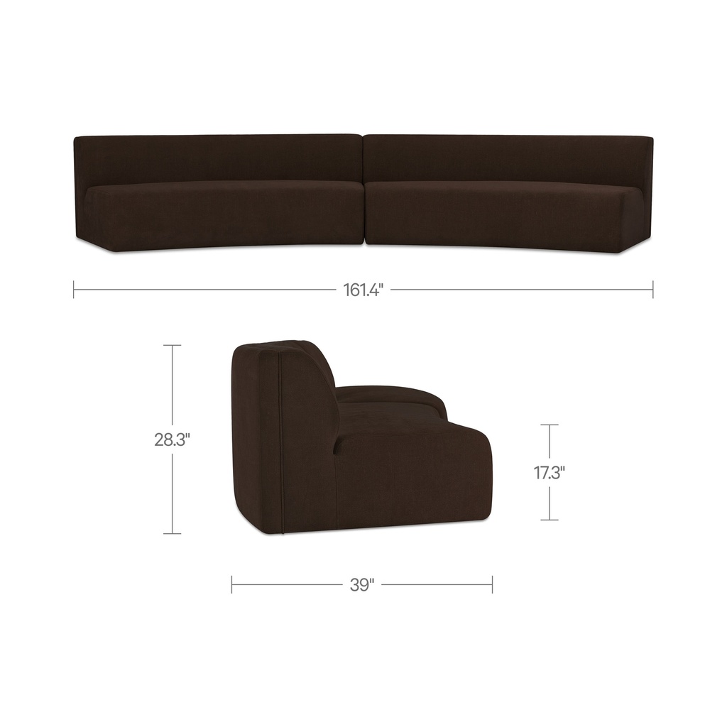 Naomi 2 Piece Concave Modular Sectional Dark Brown - 8