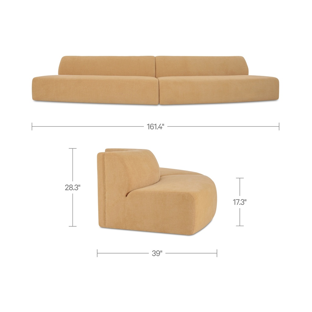 Naomi 2 Piece Convex Modular Sectional Golden Yellow - 11