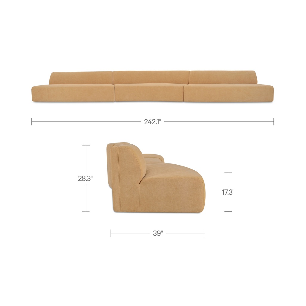 Naomi 3 Piece Wave Modular Sectional Golden Yellow - 10