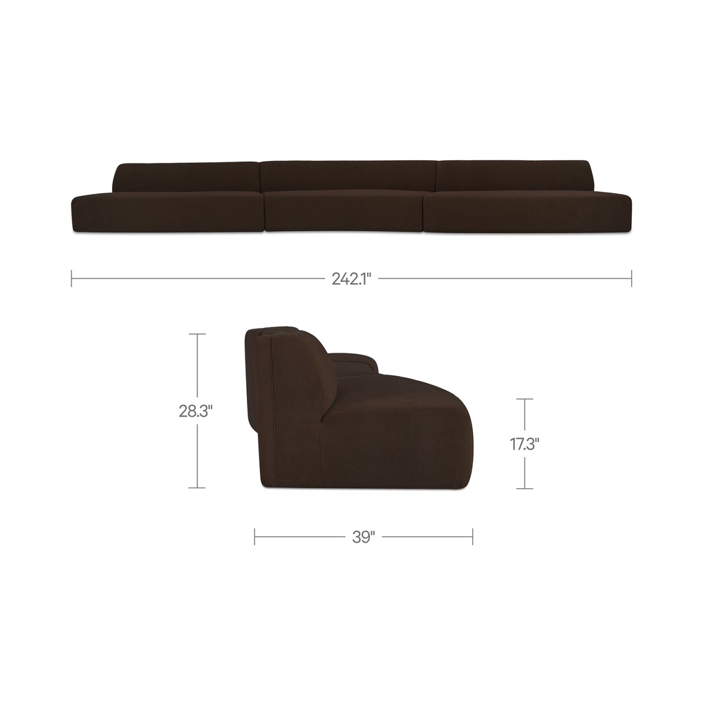 Naomi 3 Piece Wave Modular Sectional Dark Brown - 7