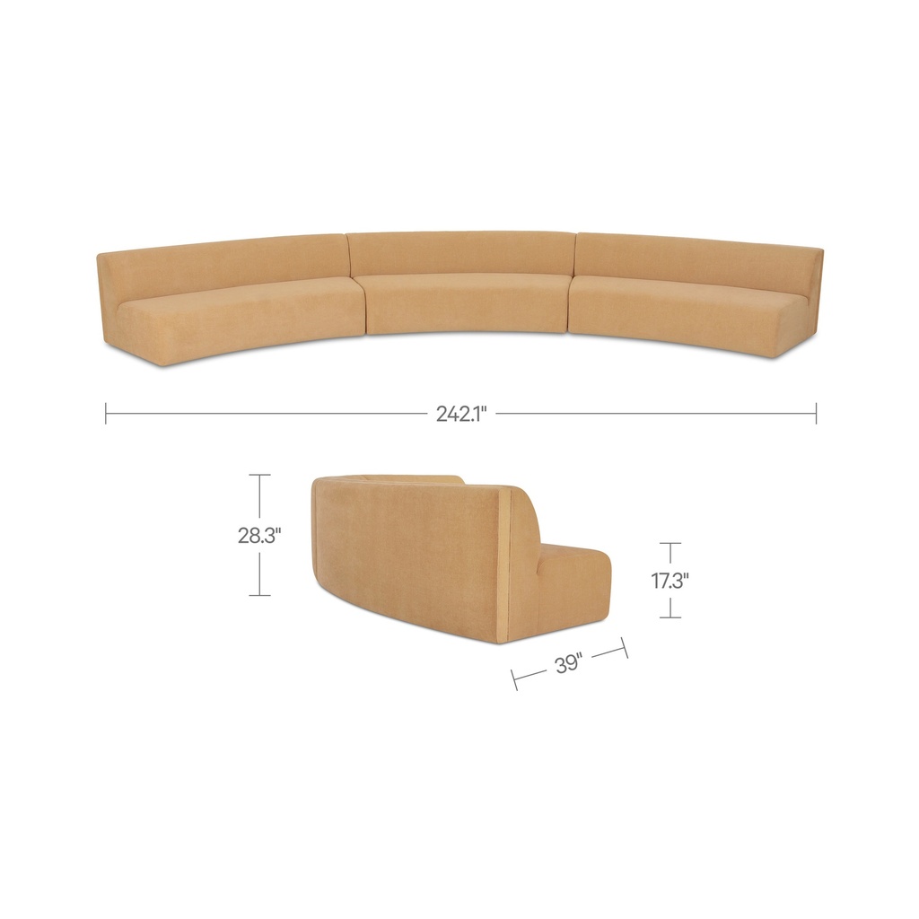 Naomi 3 Piece Concave Modular Sectional Golden Yellow - 10