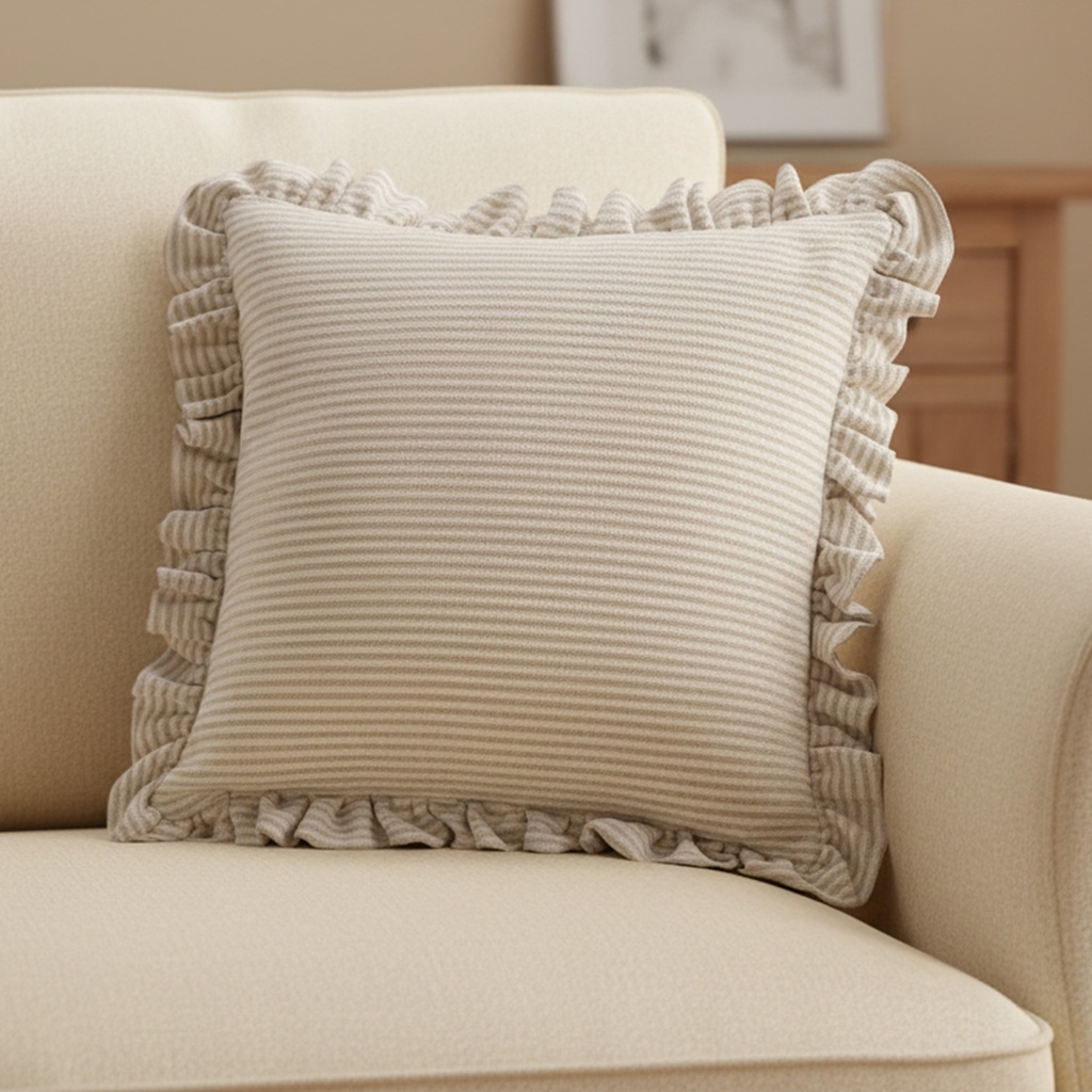 Betty 20 Inch Cushion Beige Stripe - 4