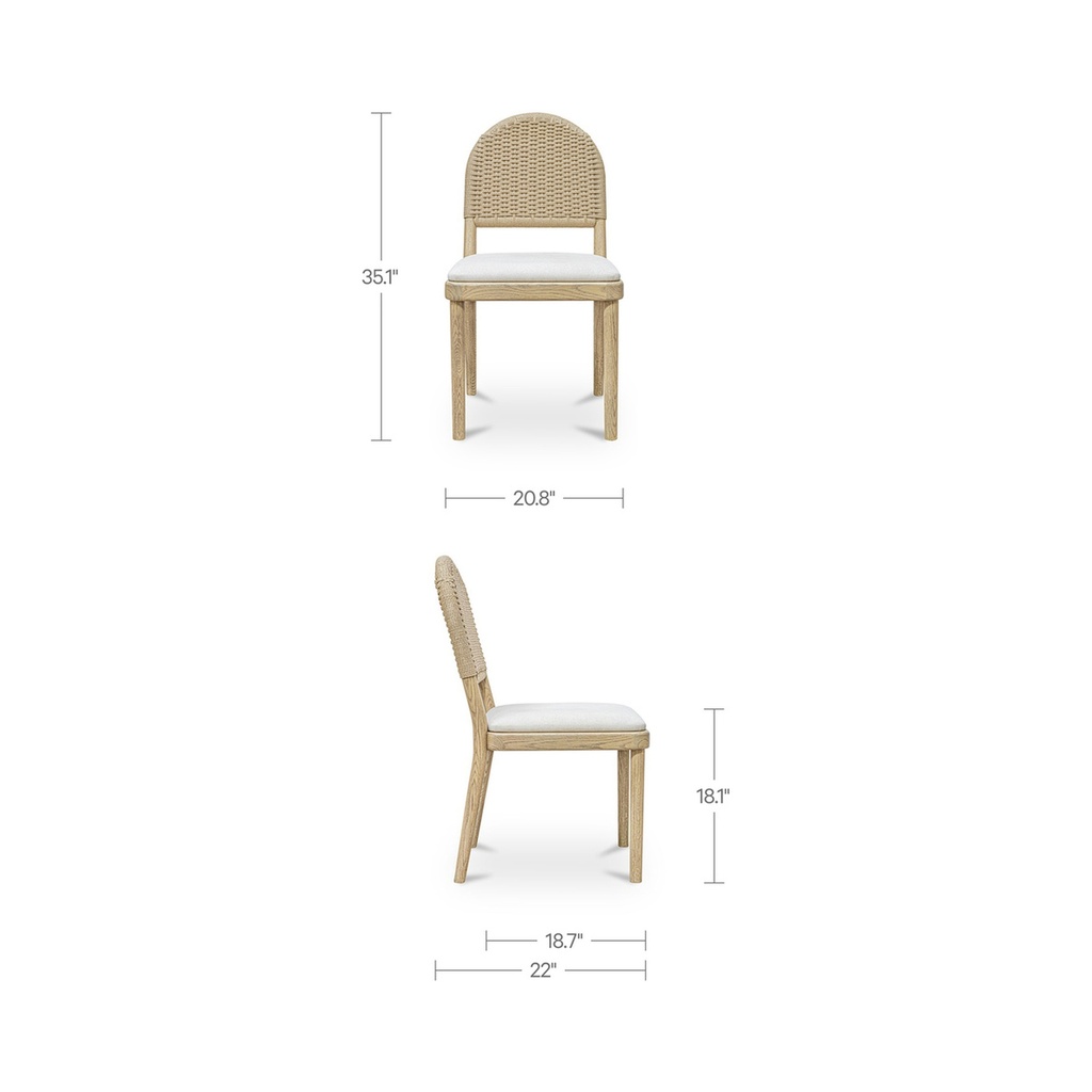 Claire Dining Chair Natural-Set of Two - 7