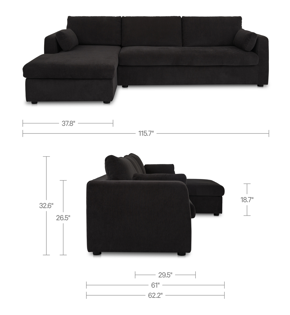Burrow Sleeper Sectional With Storage Chaise Black Left - 8