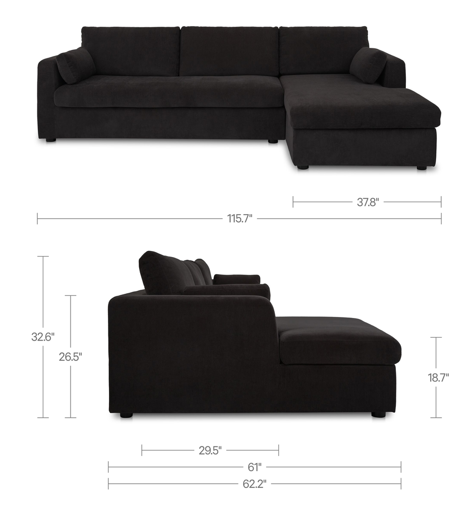 Burrow Sleeper Sectional With Storage Chaise Black Right - 8