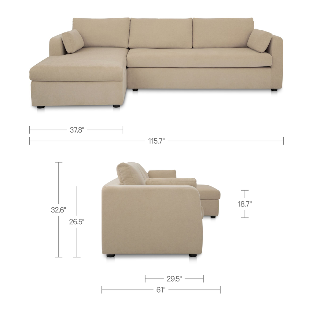Burrow Sleeper Sectional With Storage Chaise Sand Left - 8