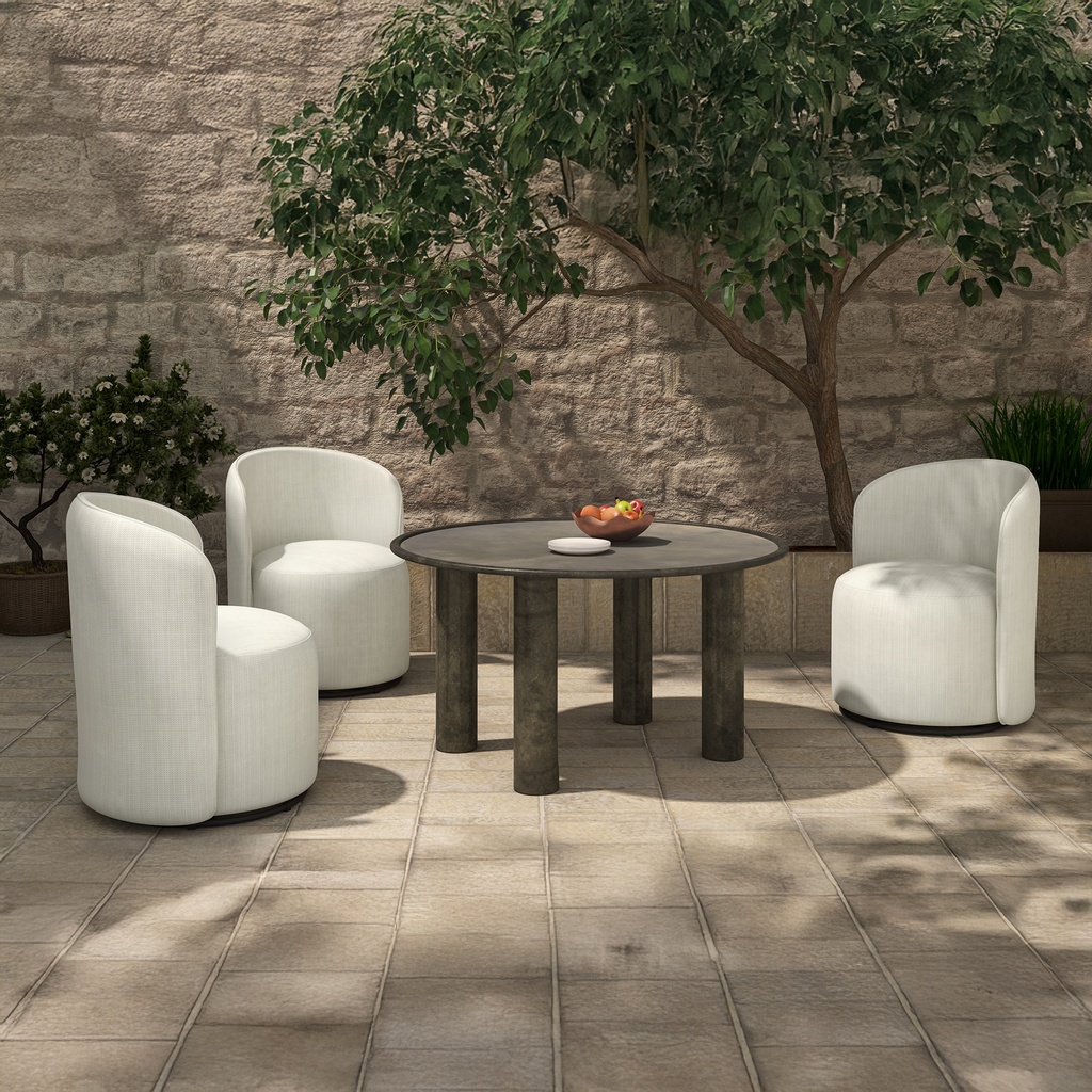 Sylvie Outdoor Swivel Dining Chair Cream - 9