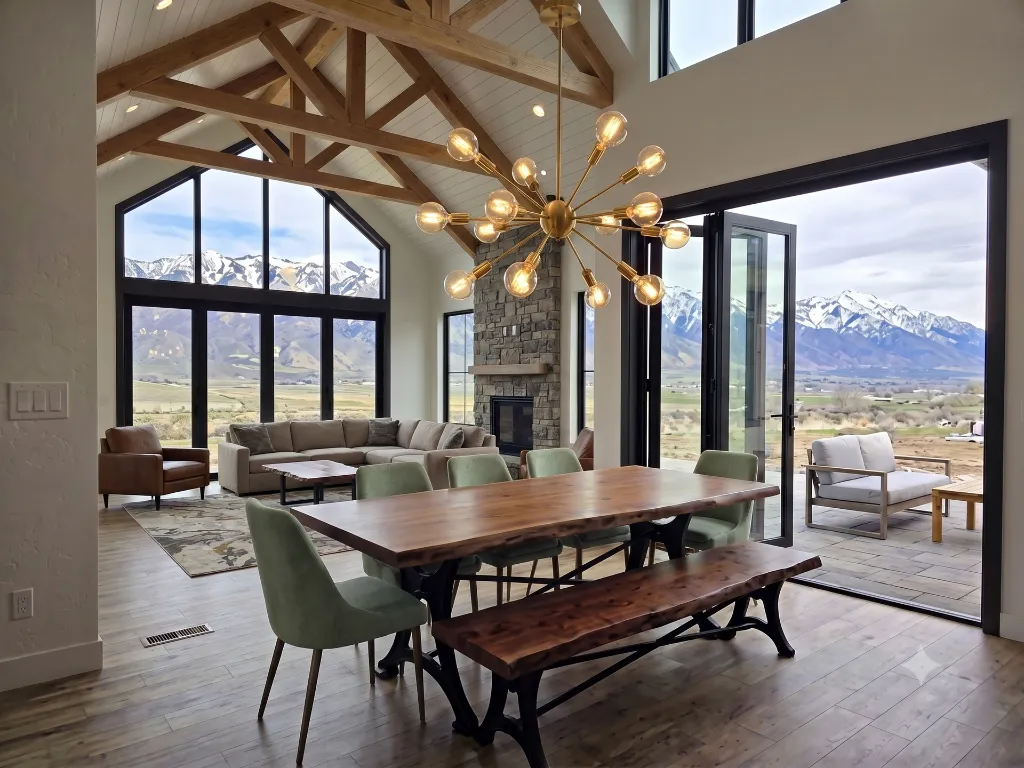 Organic Forge Dining table live edge iron roomshot.webp