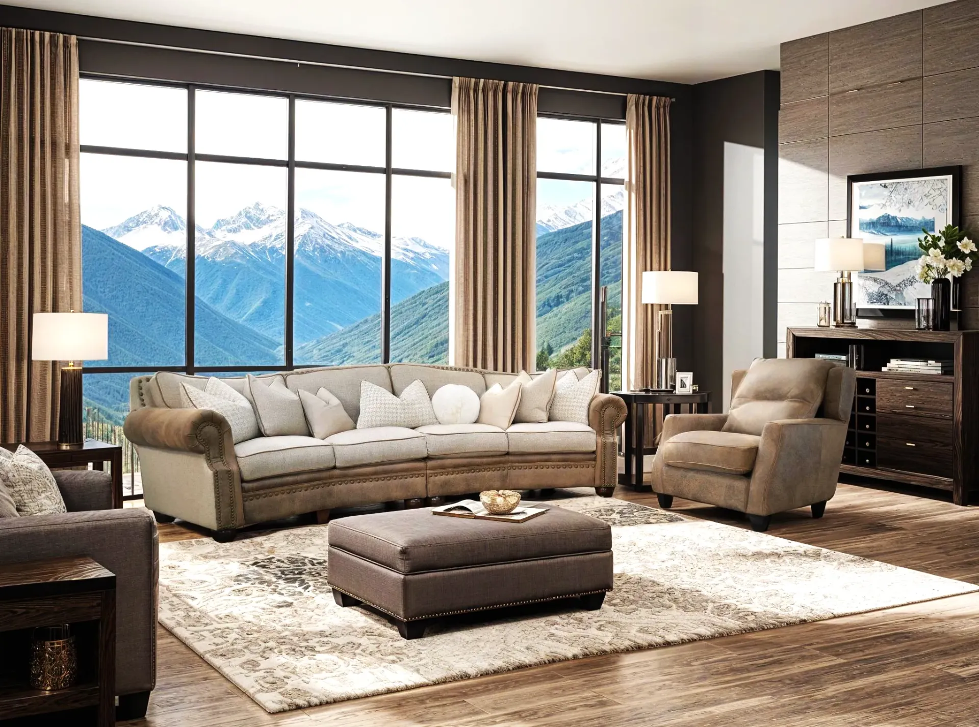 [13002] Cartwright Leather Conversation Sofa Fabric