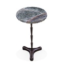 Breton 15" Accent Table with Green Bidasar Marble and Iron