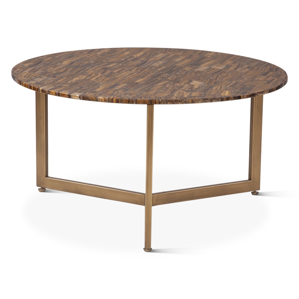 [FCL-CT36TEB] Calico 36" Coffee Table in Tiger Eye with Iron Base