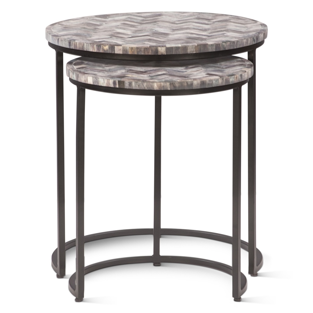 [FCL-NT20CV] Calico 20" Nesting Tables in Chevron Pattern, Set 2