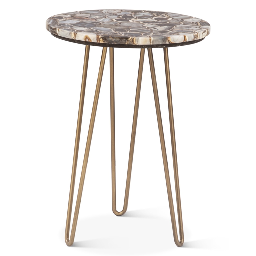 [FCL-ST17AGB] Calico 17" Side Table in Stone Agate with Iron Base