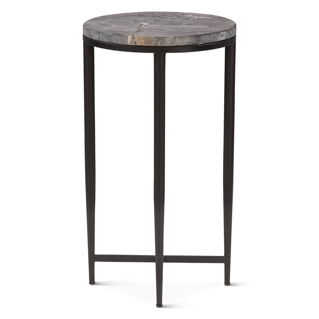 [FCL-ST17GS] Calico 14" Side Table in Gray Septarian with Iron Base