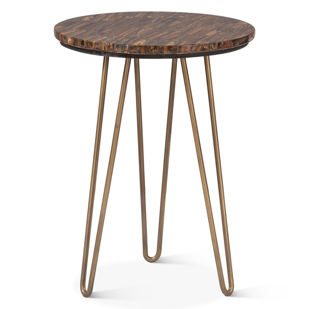 [FCL-ST17TEB] Calico 17" Side Table in Tiger Eye with Iron Base