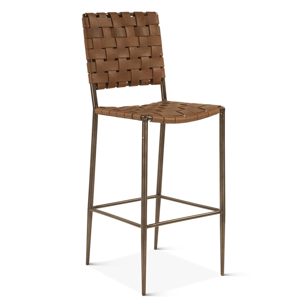 [FCPH-BC17BR] Copenhagen 17" Bar Chair in Brown Buffalo Leather and Iron
