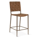 Copenhagen 17" Counter Chair in Brown Leather and Iron