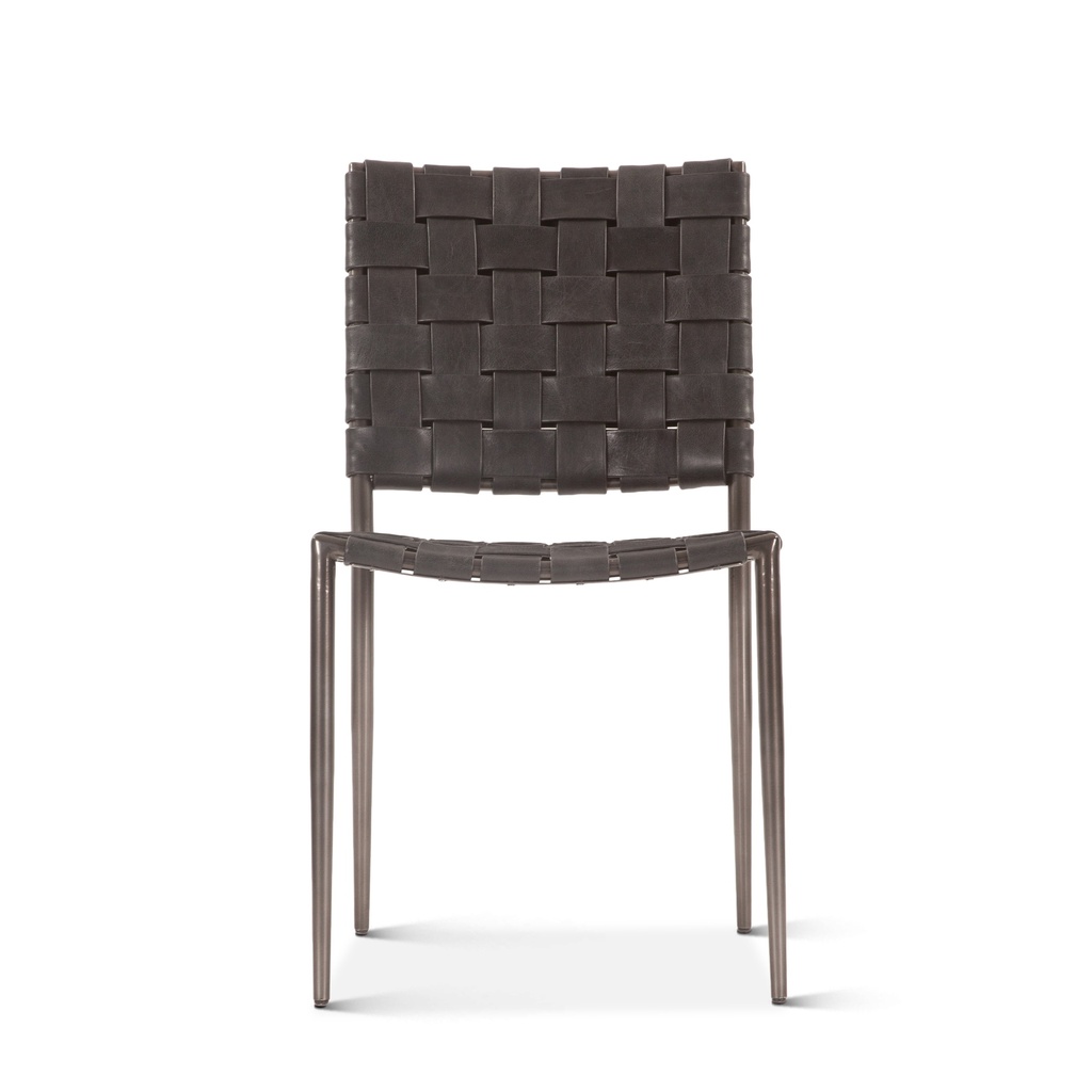 [FCPH-DC18BLK] Copenhagen 18" Dining Chair in Black Buffalo Leather and Iron