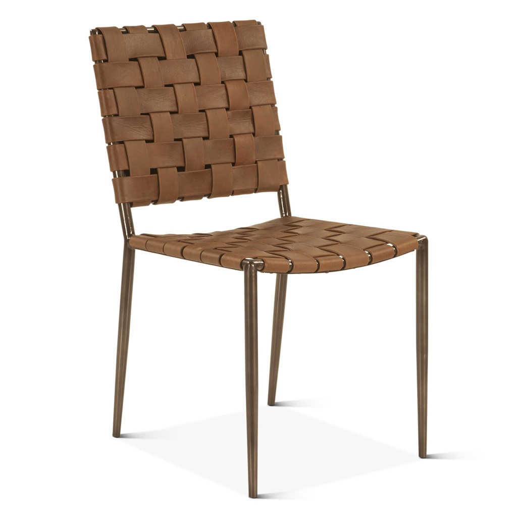[FCPH-DC18BR] Copenhagen 18" Dining Chair in Brown Buffalo Leather and Iron