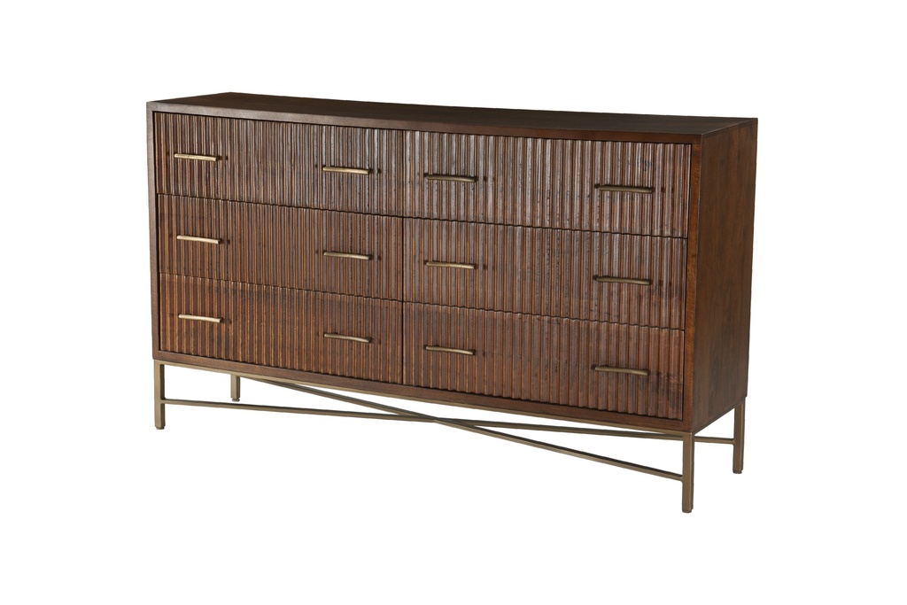 [FCS-DR69HB] Cosmopolitan 69" Six Drawer Dresser in Honey Brown