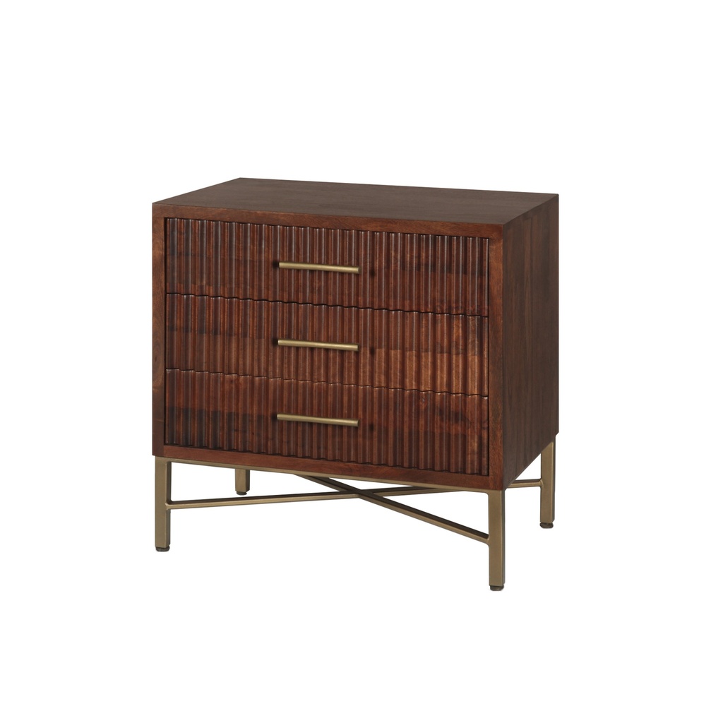 [FCS-NC26HB-1] Cosmopolitan 26" Three Drawer Nightstand in Honey Brown - New