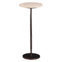 Detroit 10" Side Table in Beige Travertine with Hammered Base