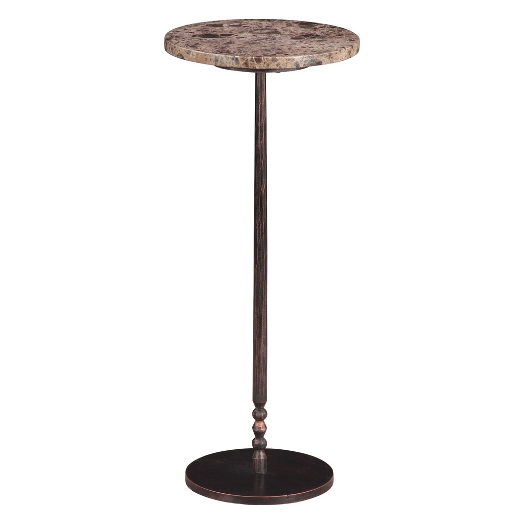 [FDE-ST10DEM] Detroit 10" Side Table in Dark Emperador Marble with Casted Base