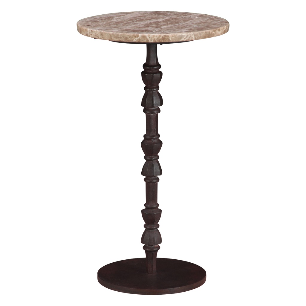 [FDE-ST12LEM] Detroit 12" Side Table in Light Emperador Marble with Casted Base