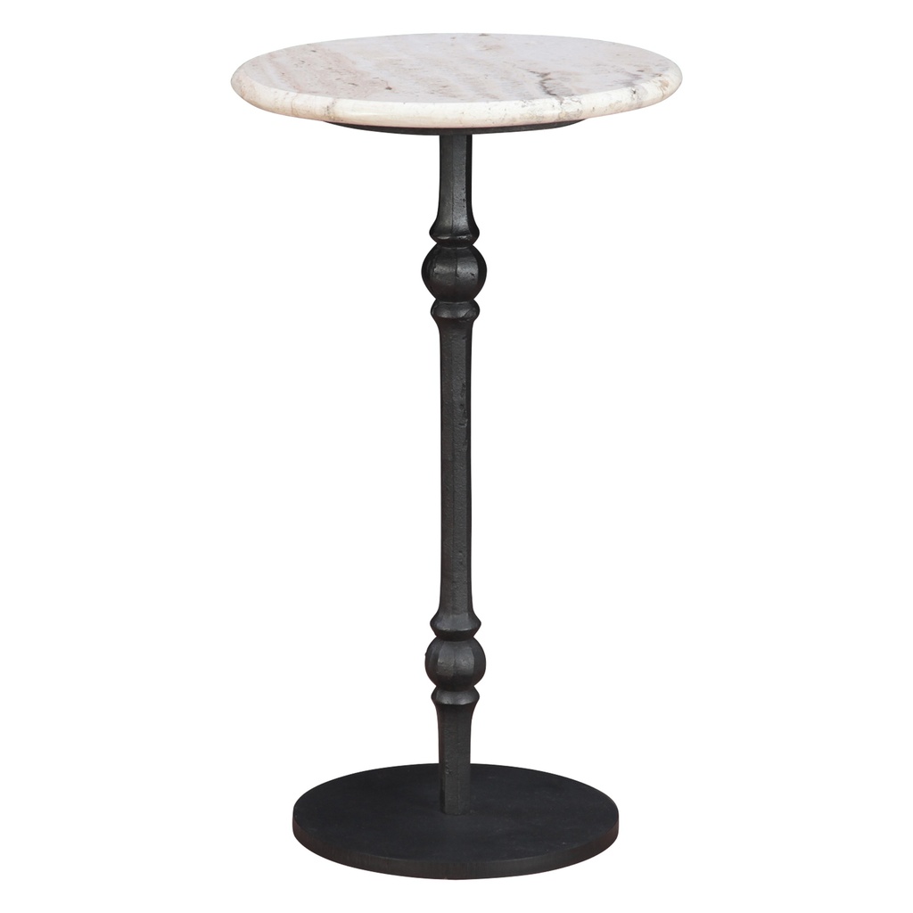 [FDE-ST12WTV] Detroit 10' Side Table in White Travertine with Casting Base