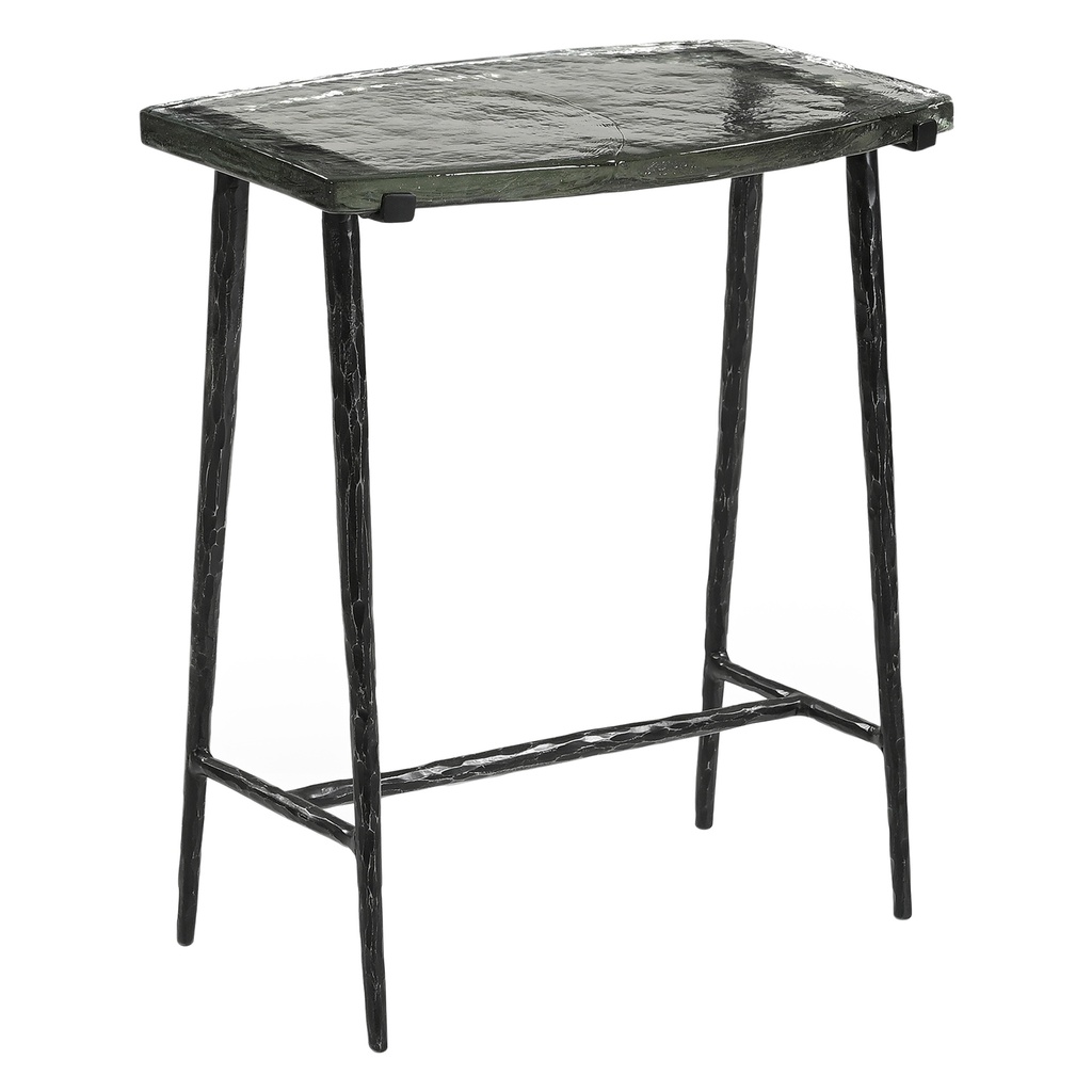 [FDNY-ST17BLK-G] Downey 17" Side Table with Glass Top