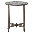 Fleur 20" Side Table with Floral Horn Inlay and Iron